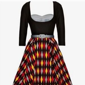 PUG Red Alfreda Dress Harlequin/Hogwarts with Belt, 2X